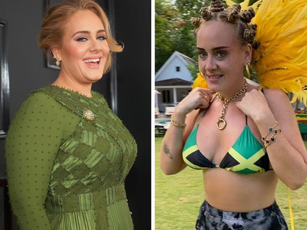 Adele at the Grammy Awards in 2017, and in Los Angeles, California in 2020. Picture: Christopher Polk/Getty Images for NARAS