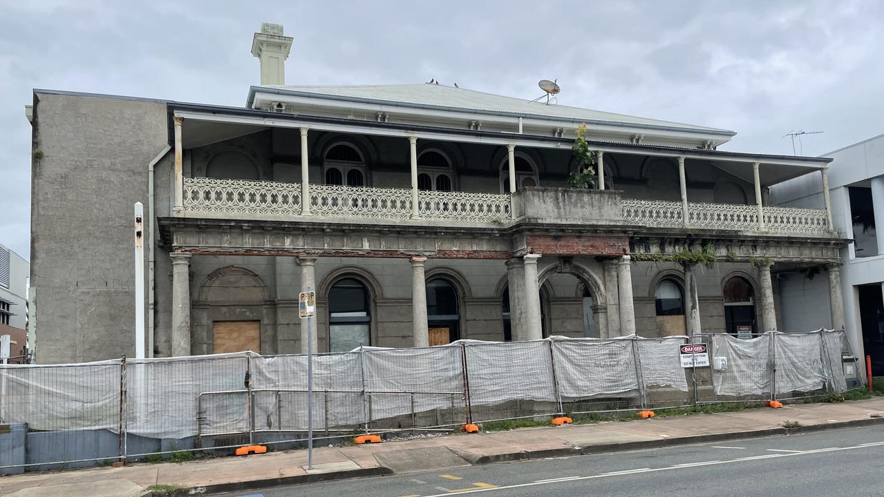 A decrepit old building in the Mackay city centre, that was one the Commonwealth Bank, now acts as a shelter for the region's homeless youth. Picture: Janessa Ekert