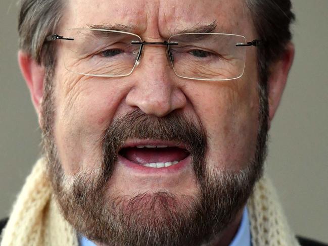 Derryn Hinch's Justice Party Senator Derryn Hinch speaks to the media at Parliament House in Canberra, Thursday, August 10, 2017. (AAP Image/Mick Tsikas) NO ARCHIVING