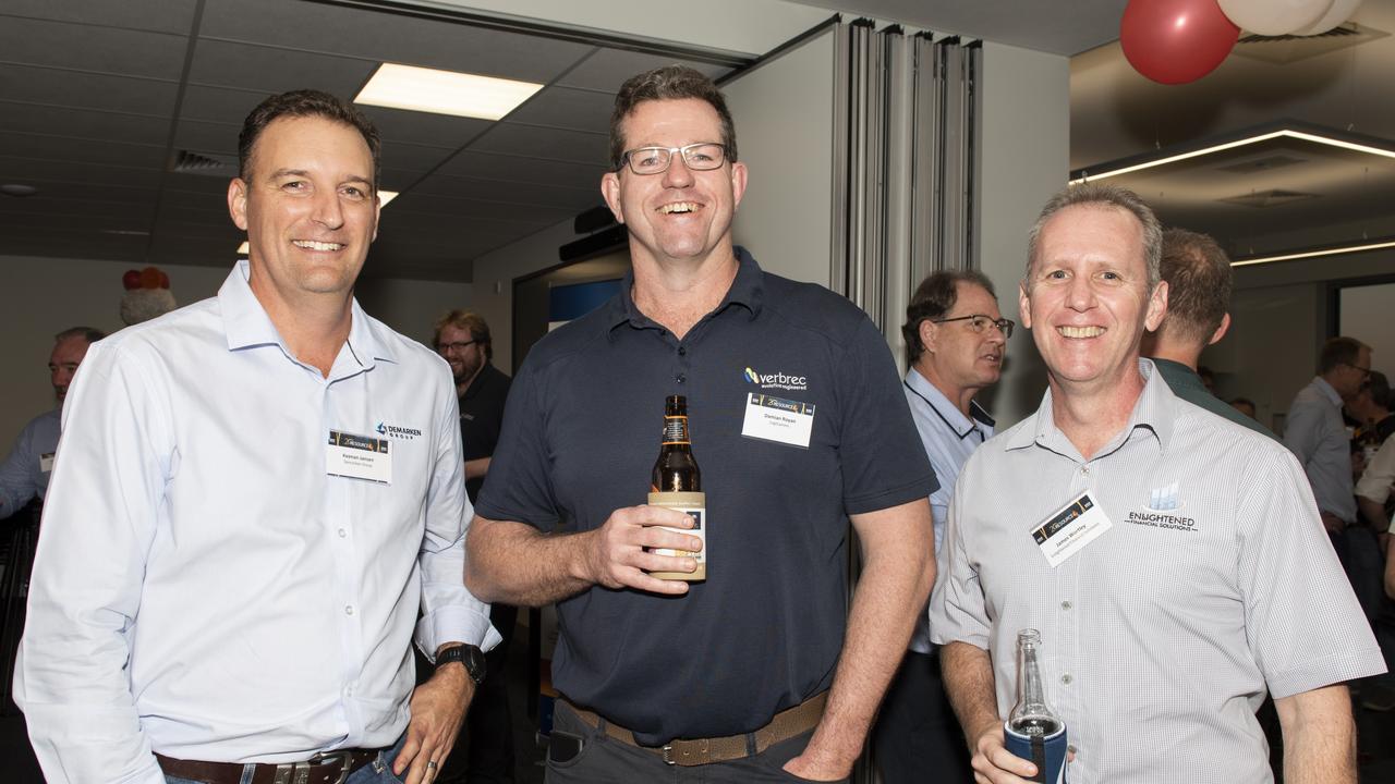 Keenan Jansen, Damian Royan and James Wortley at the Resource Industry Networks 20th Anniversary Celebration. Picture: Michaela Harlow