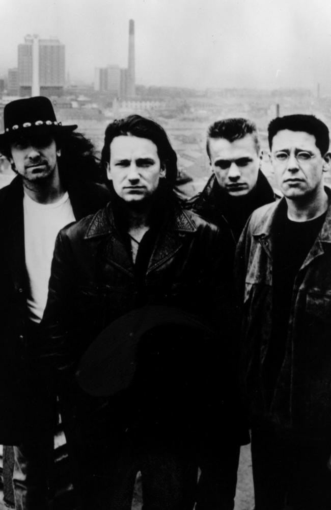 U2 in 1987: The Edge, Bono, Larry Mullen & Adam Clayton promoting The Joshua Tree. Picture: Supplied