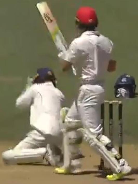 Sam Harper falls after the knock.