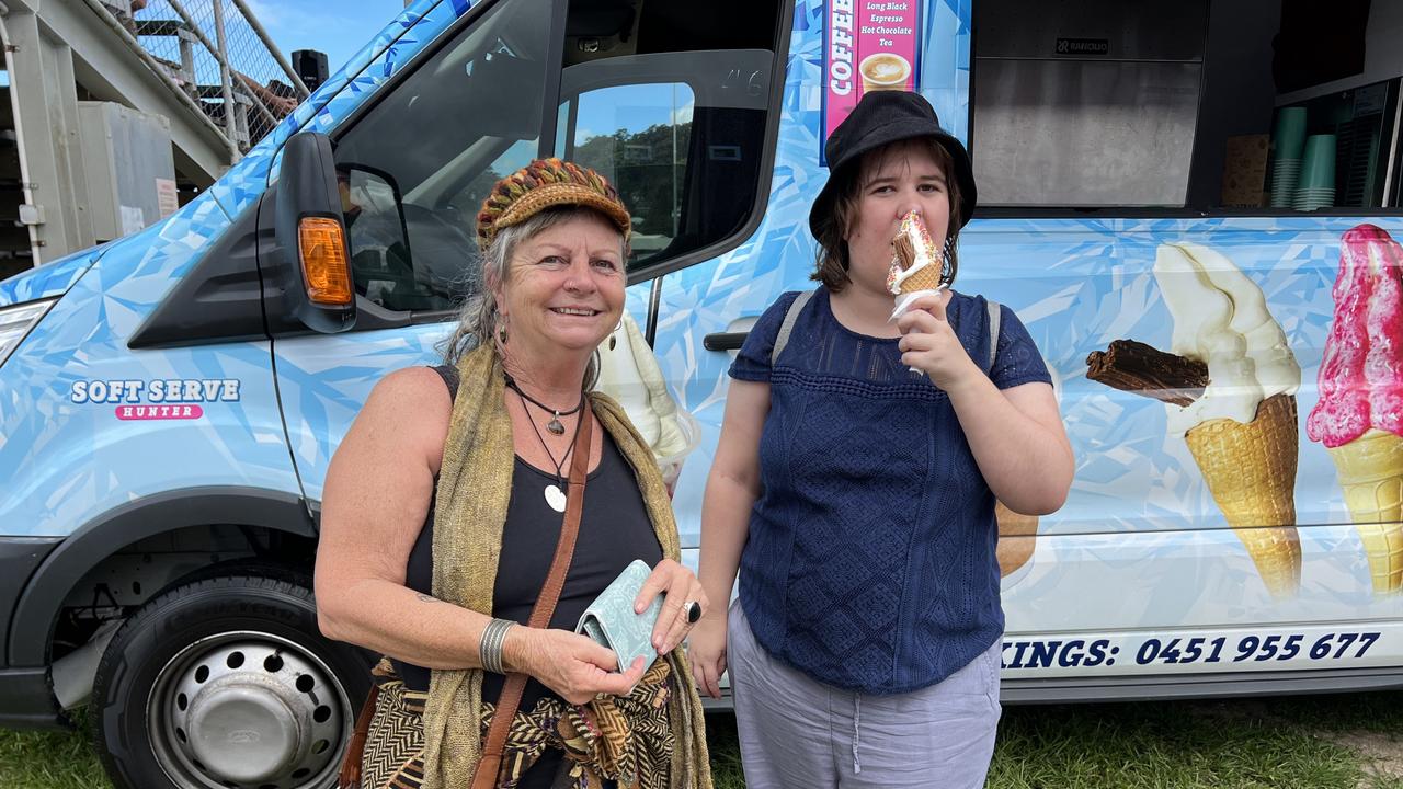 Jen Janicska and Mikalya Scott (left to right) enjoying an ice-cream at the 120th Murwillumbah Show.