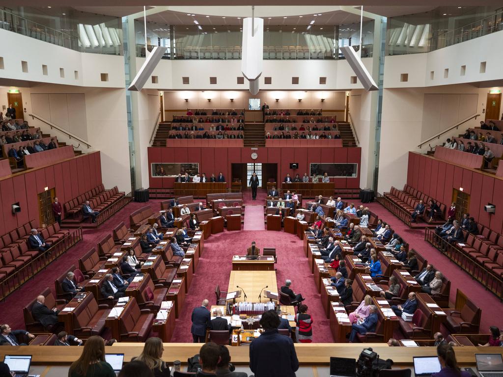 There are entrenched inequalities in Australia’s Constitution, including allocating the same number of senators in the Senate despite huge disparity in state voter numbers. Picture: NCA NewsWire / Martin Ollman