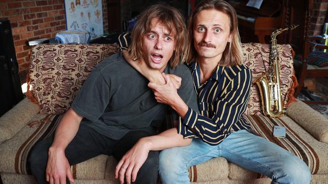 Sydney indie pop duo Lime Cordiale, aka brothers Oli and Louis Leimbach at their home at Elanora Heights. They have received eight ARIA Award nominations. John Fede/The Australian