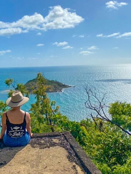 The view of the bay where the croc attack took place on Friday from the Temple guesthouse. Picture: Supplied