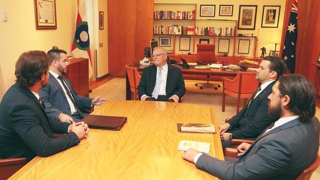 Swiss 8 members met with then prime minister Scott Morrison to discuss suicide prevention in the veteran community.