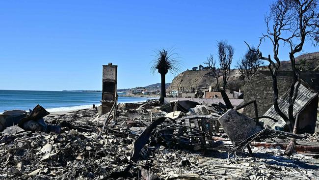 Destruction left by the Palisades Fire in Malibu, California. Picture: AFP