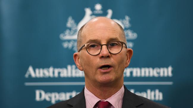 Deputy chief medical officer Paul Kelly speaks to the media in Canberra on Thursday. Picture: AAP