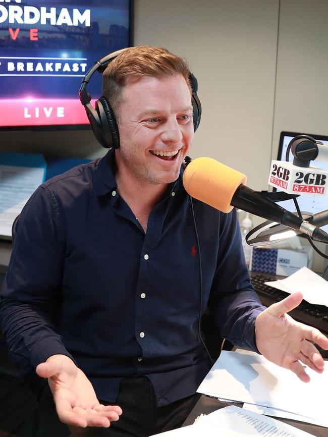 2GB radio host Ben Fordham slipped 0.2 of a percentage point in the latest radio ratings. Picture: John Feder