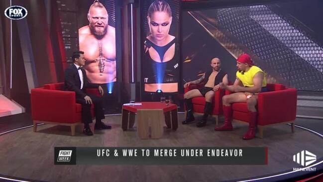 Aussie UFC stars channel WWE legends in TV dress-up stunt