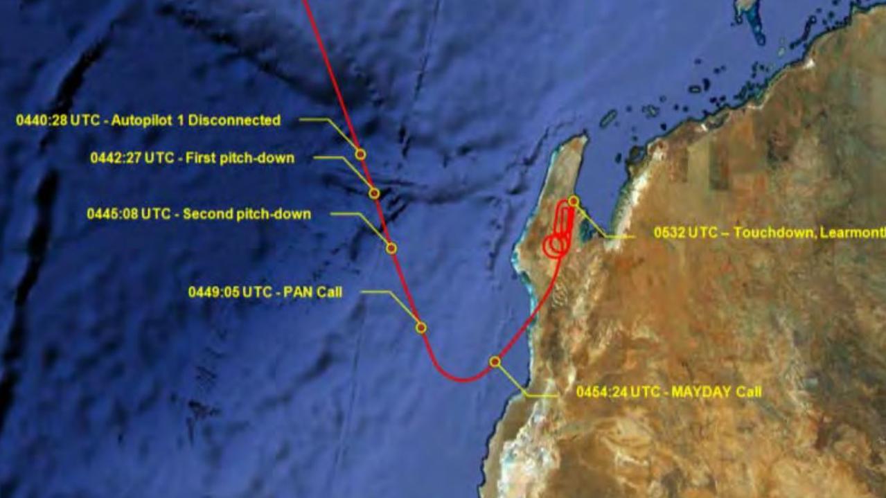 The series of events took place as the plane was off the coast of WA, with the nearest airport at Learmonth Airport. Picture: Australian Transport Safety Bureau