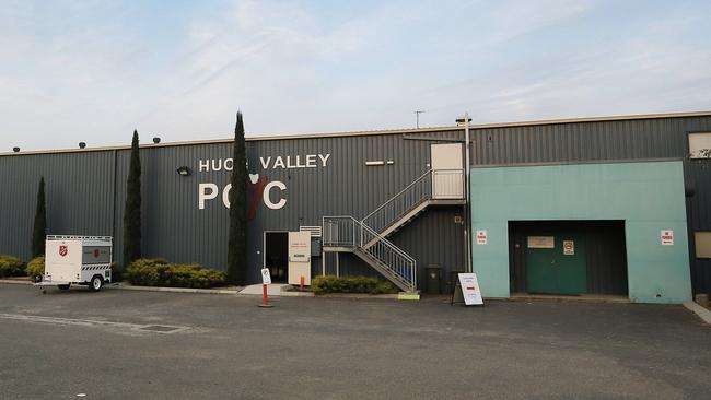 The evacuation centre at the Huon Valley PCYC in Huonville, at the start of the unfolding emergency. Picture: MATHEW FARRELL