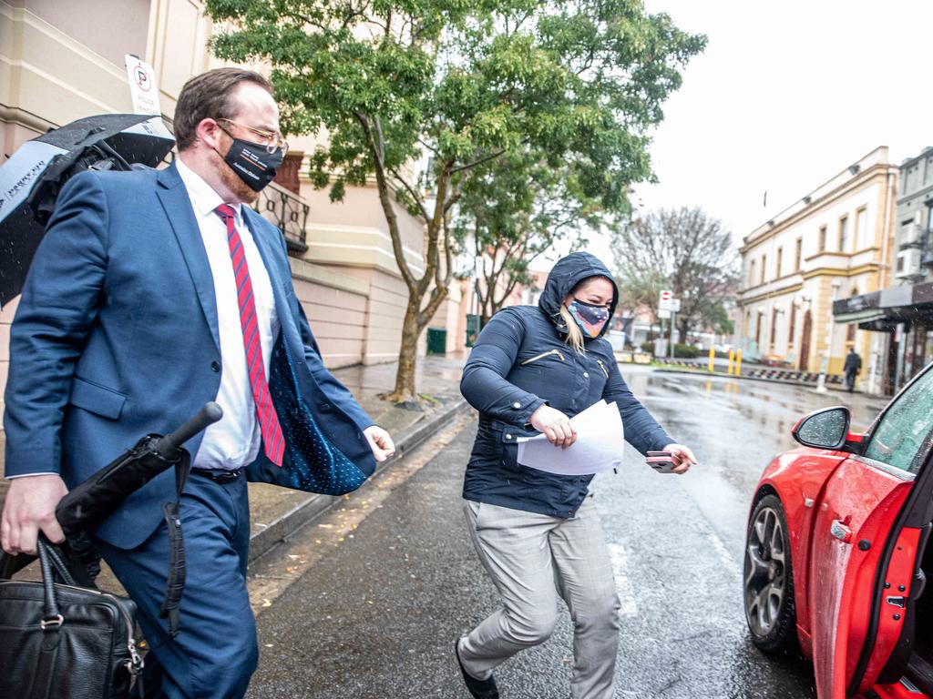 Fiona Morris made a quick getaway outside Newtown Local Court on Tuesday. Picture: NCA NewsWire / Flavio Brancaleone