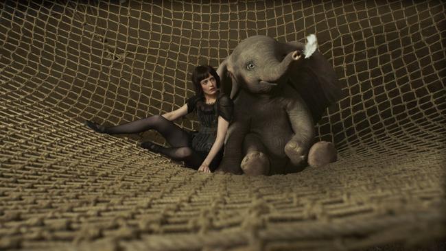 Eva Green as Colette and Dumbo in a scene from the movie Dumbo. Supplied by Disney.