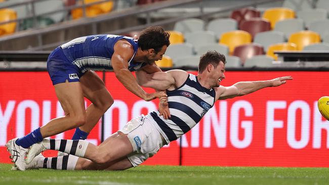 Patrick Dangerfield played largely forward against North Melbourne.