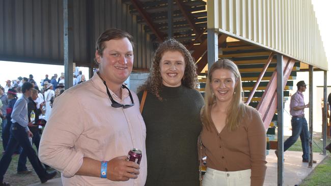 Bridget, Olivia and Ryan at the Roma Rugby Races at Bassett Park on Saturday June 24, 2023. Picture: Chloe Cufflin.