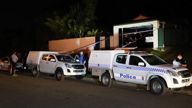 Police at Chiffley Place, Arundel on Wednesday night where Robert Lumsden, 58, was found deceased. Picture: Glenn Hampson