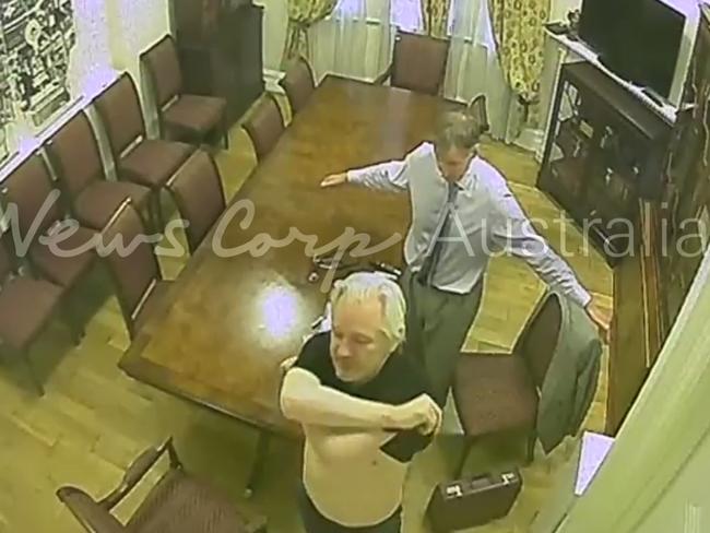 Julian Assange being examined by a doctor inside the Ecuadorian Embassy in London. Picture: News 360