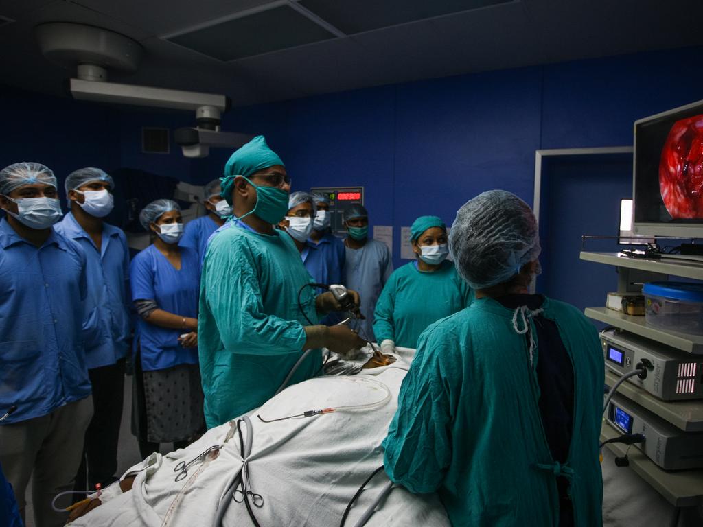 A Covid patient is treated in India. Picture: Getty