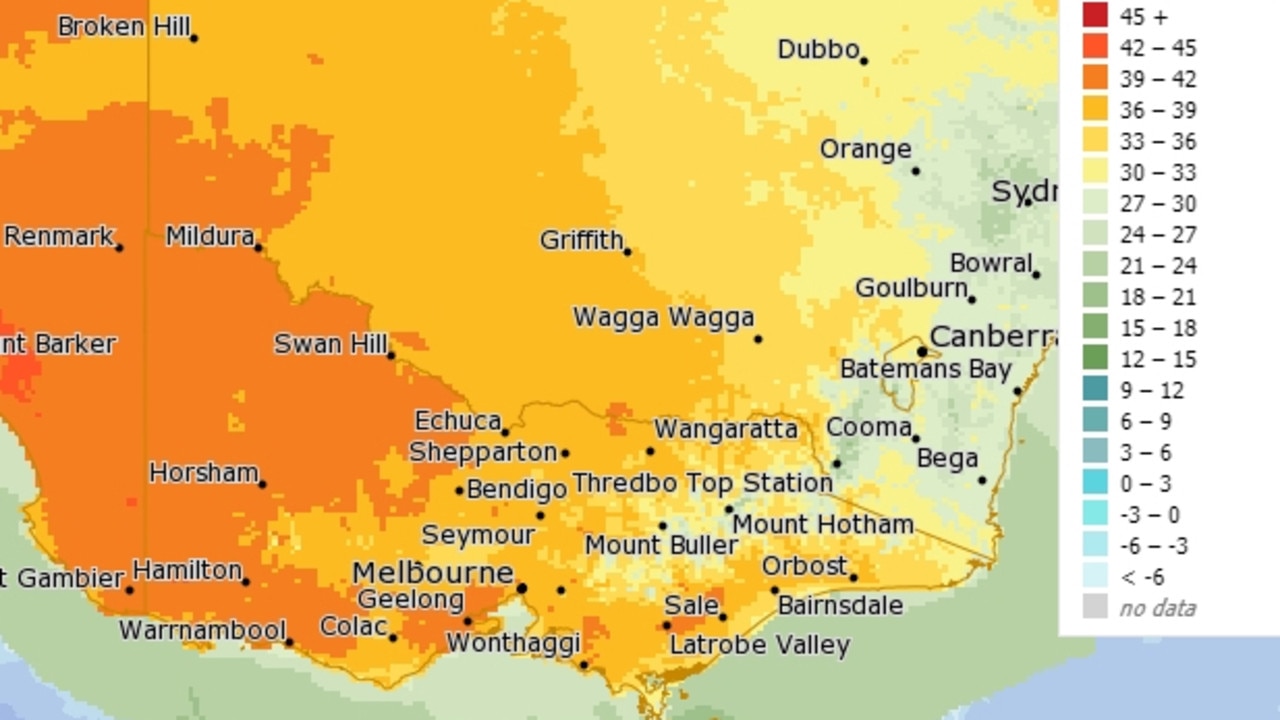 Melbourne forecast Record overnight temperatures, run of heat mark