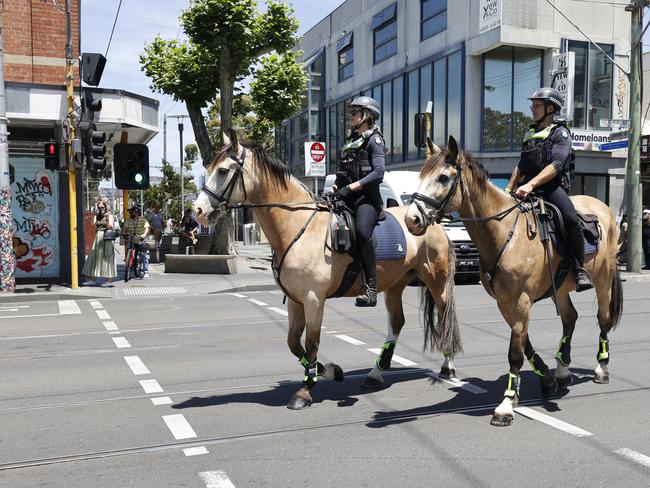 The mounted brigade takes part in the operation. Picture: Alex Coppel