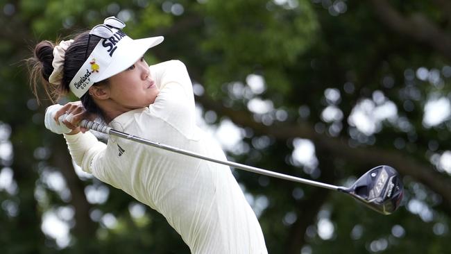 GRAND RAPIDS, MICHIGAN - JUNE 16: Grace Kim of Australia plays her shot from the 10th tee during the final round of the Meijer LPGA Classic for Simply Give at Blythefield Country Club on June 16, 2024 in Grand Rapids, Michigan. (Photo by Raj Mehta/Getty Images)