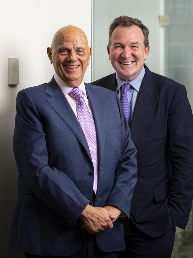 Premier Investments chair Solomon Lew, left, and CEO Mark McInnes. Picture: NCA NewsWire / Daniel Pockett