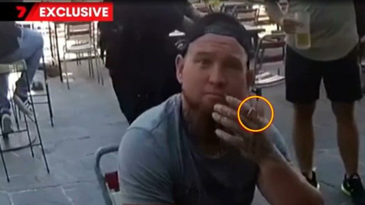 Nathan Greenway was caught on Police body-cam wearing a Comancheros ring. Picture: 7 NEWS Perth