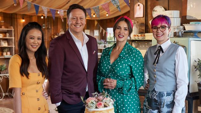 The new four: Natalie Tran, Darren Purchese, Rachel Khoo and Cal Wilson have been welcomed by the passionate Great Australian Bake Off fans. Source: Supplied