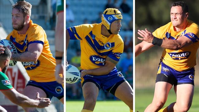 Dapto's ex-NRL players Aaron Gray, Pita Godinet and Brad Takairangi. Pictures: Thomas Lisson &amp; Steve Montgomery