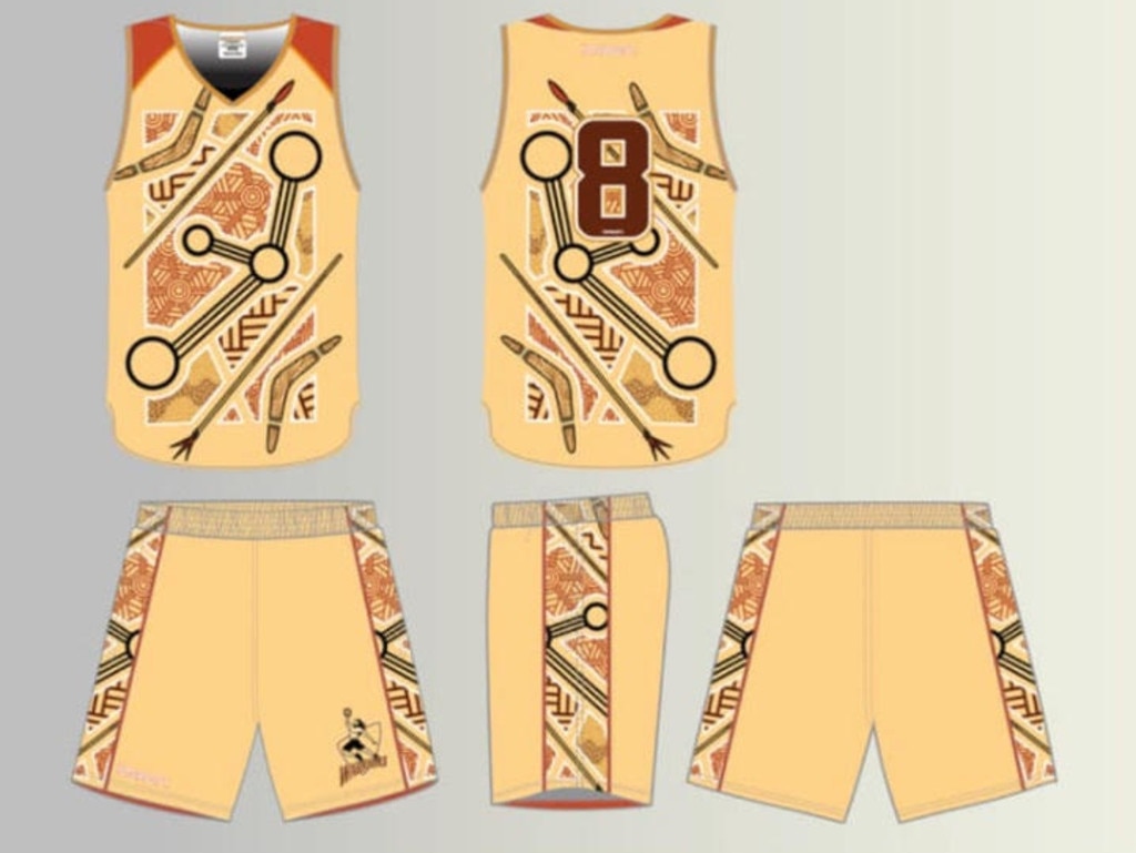 The Warriors under-12 boys basketball team uniforms designed by Brandon Butler: