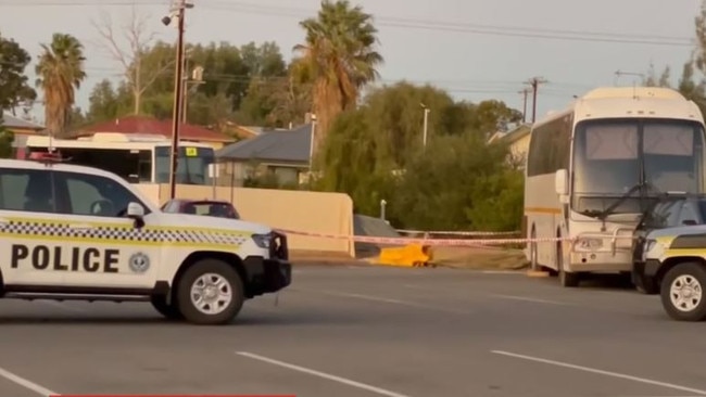 The scene of the fatal bus crash at Port Augusta. Picture: NINE NEWS