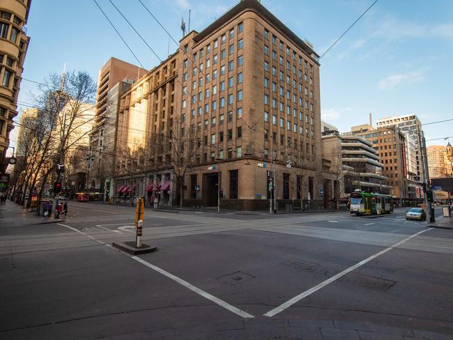 The streets of Melbourne’s CBD are empty. Picture: Jason Edwards