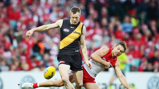 Jack Riewoldt during Ricmond’s horror loss to Sydney at the end of 2016. Picture: Getty