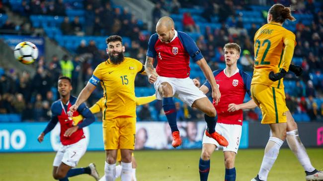 Tore Reginiussen scores Norway’s second goal just after halftime.