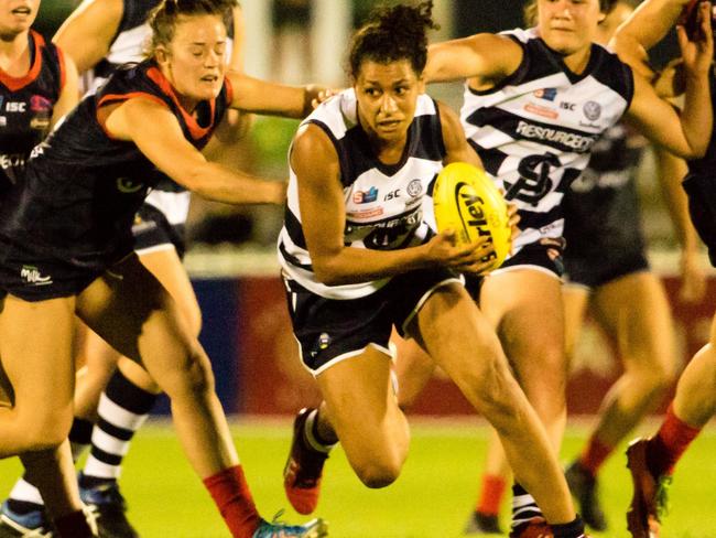 South Adelaide’s Czenya Cavouras in action against Norwood. Picture: Nick Hook