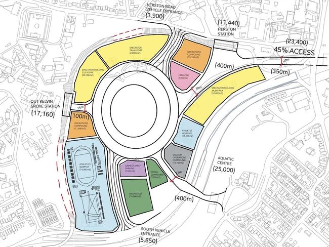 Full overlay on the Victoria Park site, showing the entire northern side would need to be redeveloped to meet requirements. Picture: Save Victoria Park