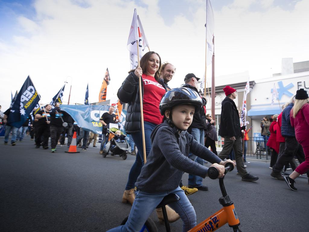 Annual May Day march by Unions in Hobart. Picture: RICHARD JUPE