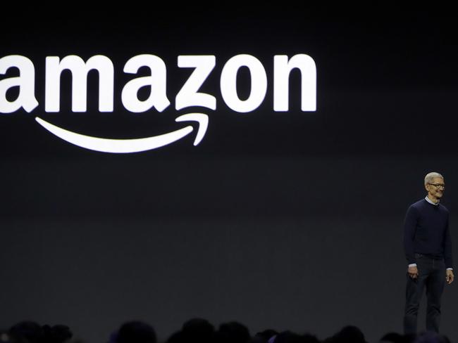 Apple CEO Tim Cook announced that Amazon Prime video is coming to the Apple TV as an app. Picture: Marcio Jose Sanchez/AP