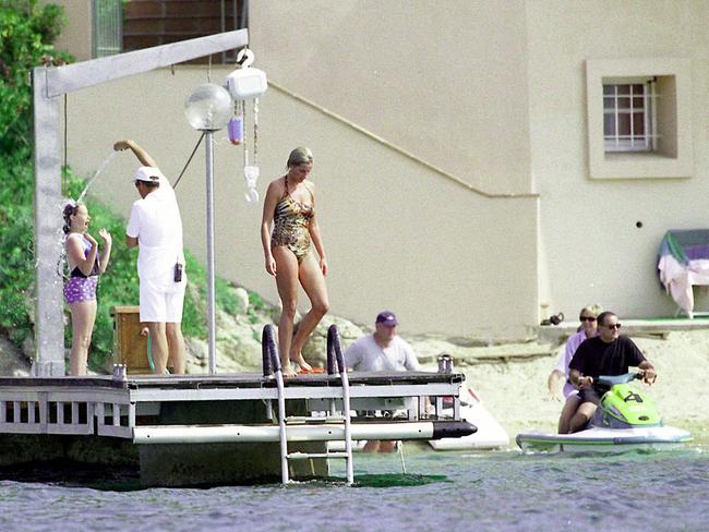 Dodi Al Fayed (R) and Diana (C), Princess Of Wales are seen in St Tropez in the summer of 1997, shortly before they were both killed in a car crash in Paris on August 31, 1997. Picture: Michel Dufour/WireImage