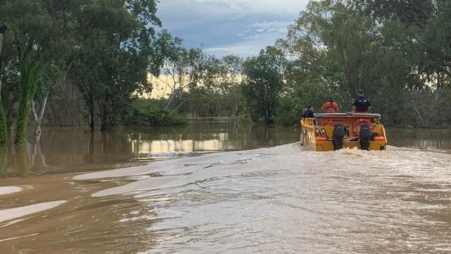 Flooding along the Central Arnhem Highway near Beswick. Picture: NTPFES