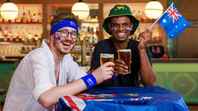 Daily Telegraph. 02, December, 2024.Cormac De Ruyter and Aruna Sampath, at TheWolly Bay Hotel, today, which will be celebrating Australia Day next year.Picture: Justin Lloyd.