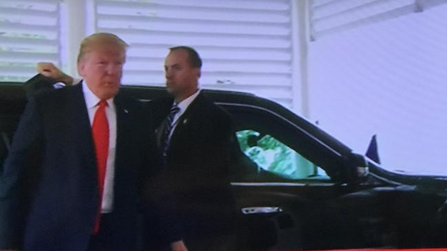 Donald Trump arrives at the summit. Picture: Channel 9