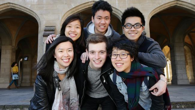 A group of overseas students at Melbourne University.