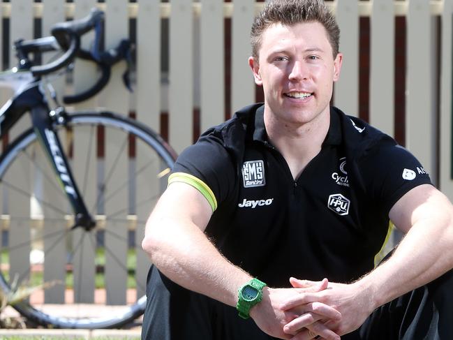 02/10/14 Track cyclist Shane Perkins at his Ferryden Pk home. Shane is putting back injury behind him and set for Oceania titles in Adelaide. photo Calum Robertson