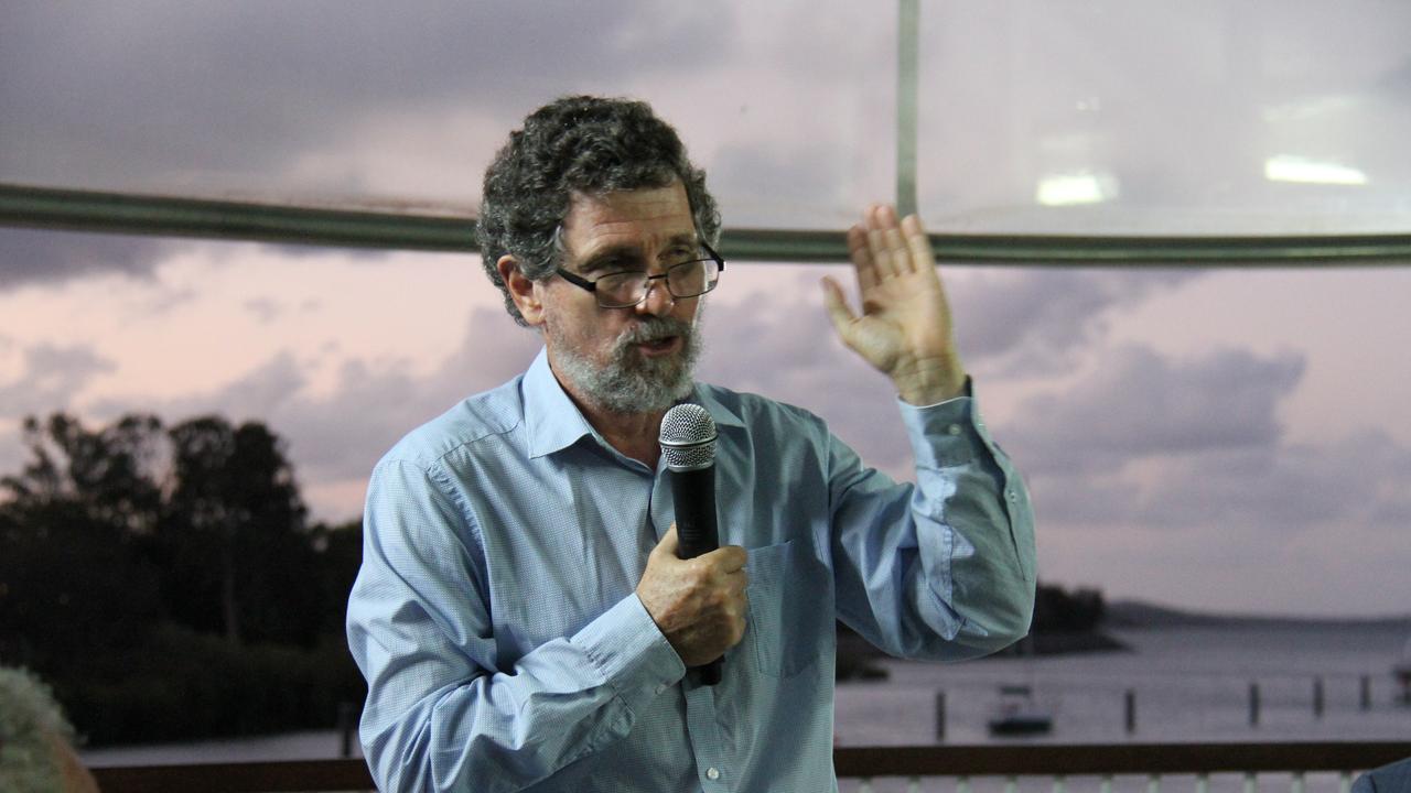 Dr Peter Ridd speaking at a forum on the Great Barrier Reef organised by LNP candidate for Gladstone Ron Harding. Picture: Rodney Stevens