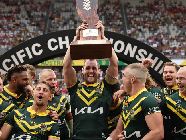 Kangaroos skipper Isaah Yeo has capped off a stellar 2024 season by claiming the Golden Boot. Picture: Getty Images