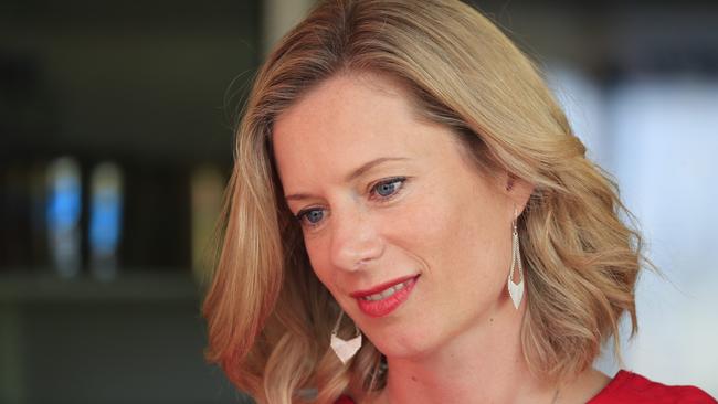 Tasmanian Labor leader Rebecca White visiting the Tasmania Fire Service centre at Huonville earlier this week. Picture: ROB BLAKERS/AAP