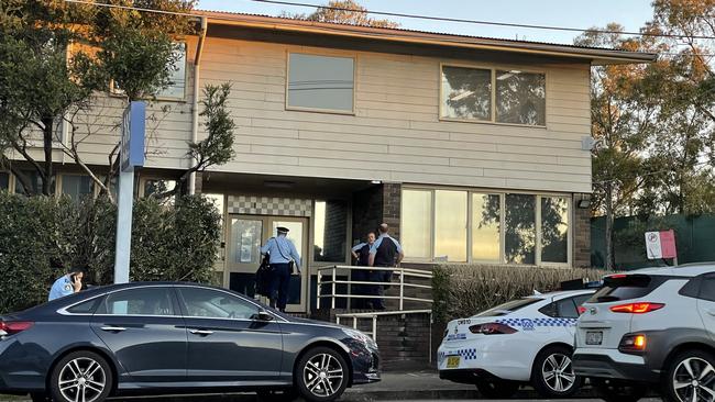 Officers and investigators gathered at Ermington Police Station on Monday in the wake of the detective’s death. Picture: Supplied